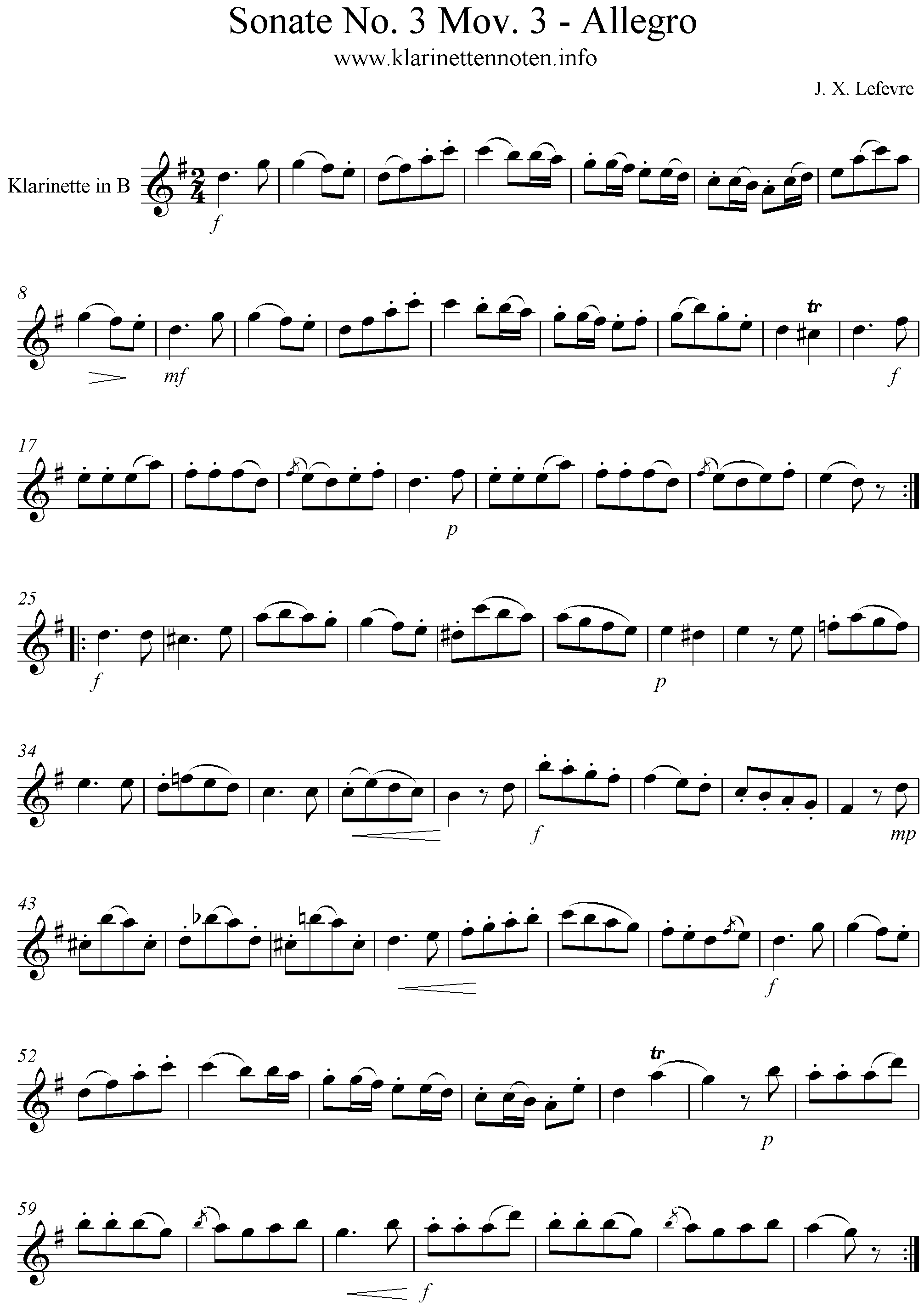 Lefevre Sonata No3 III Allegro Clarinet
